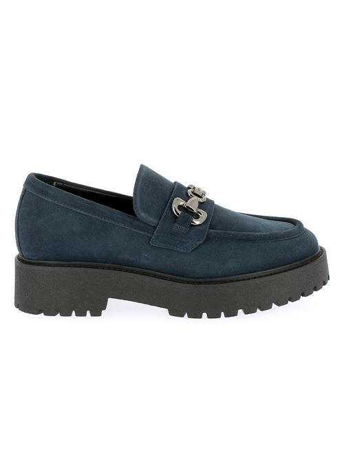 mocassino da donna in camoscio blu NERO GIARDINI | I411390D207